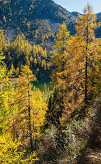 Calm autumn Alps mountain Untersee lake, Reiteralm, Steiermark, Austria.