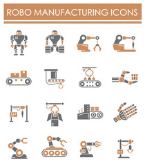 Robotic manufacture related icons set on background for graphic and web design. Creative illustration concept symbol for web or mobile app