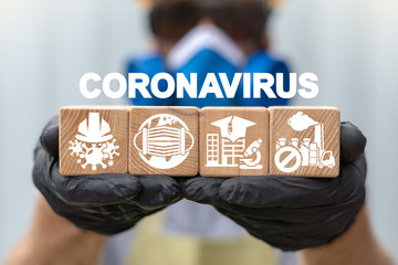 Coronavirus Warning Virus Epidemy Industrial Production Safety Worker Health Concept.