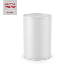 White matte tin can vector mockup.