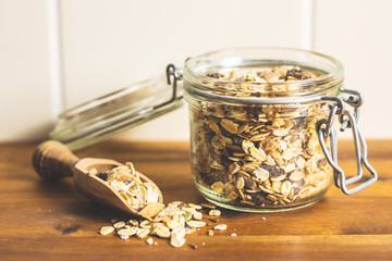 Healthy cereal breakfast. Mixed muesli.