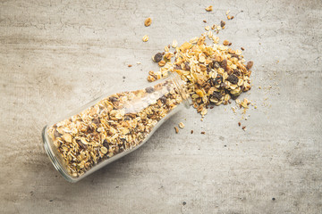 Healthy cereal breakfast. Mixed muesli.