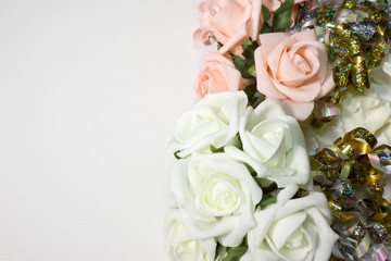 Roses and glitter to illustrate the concept of wedding celebrations