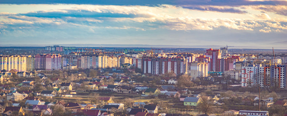 Fototapeta na wymiar Panorama of the Ukrainian city