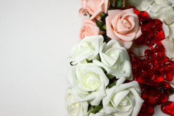 flowers and red hearts to illustrate the Concept of wedding