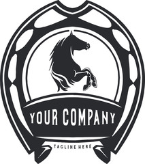 Vector Black Horseshoe Vintage Logo