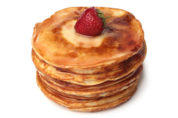 Pancakes with fresh strawberry