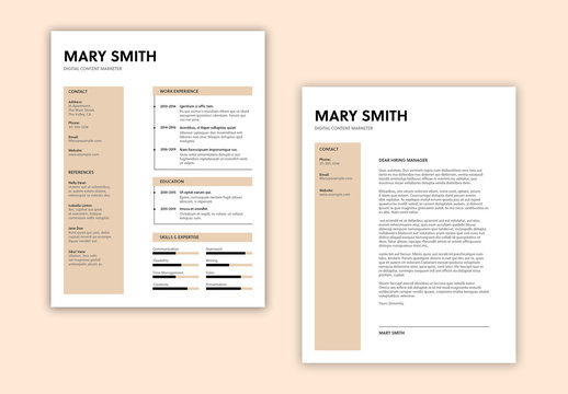  Resume Layout with Cream Elements