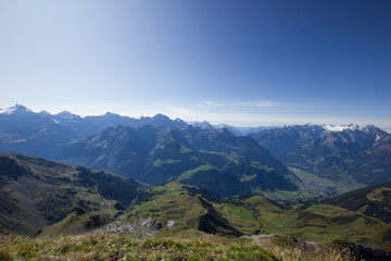 Reuss valley with mountains in the background in central switzerland