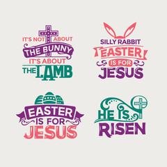 Set of Happy Easter Quote and phrase for greeting card