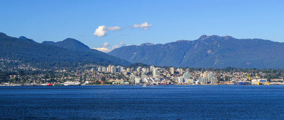 Wonderful view on a beutiful day with a clear blue sky to North Vancouver / British Columbia /...