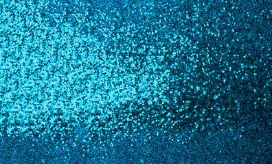 festive abstract glitter shiny blue background, holiday concept. Trendy color of the 2020 year
