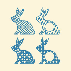 Obraz premium Set odf Easter Rabbit for monogram frame border