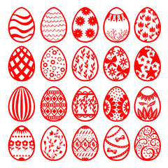 Vector illustrations of Easter decorative contour eggs set