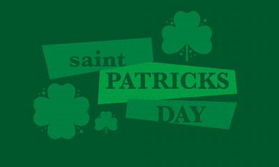 Happy Saint Patricks Day. Traditional irish holiday. Celebrate annual in March 17. Clover and shamrock leaves. Green and orange party design. Ireland color. Poster, card, banner and background. Vector