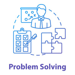 Problem solving concept icon. Planning, management. Way out of difficult situations. Decision making idea thin line illustration. Vector isolated outline RGB color drawing