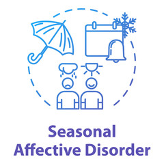 Seasonal affective disorder concept icon. SAD depression. Dependence of mood on weather. Mental health idea thin line illustration. Vector isolated outline RGB color drawing