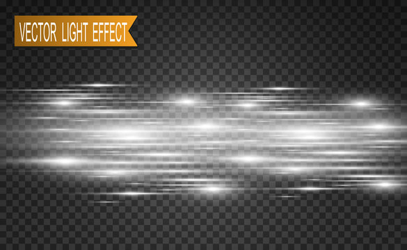 Vector light special effect. Luminous stripes on a transparent background.