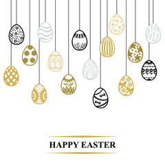 Naklejka premium Vector illustrations of Easter card with decorative contour eggs hang