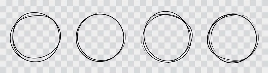 Foto op Plexiglas Hand drawning circle line sketch set. Art design round circular scribble doodle - stock vector. © Comauthor