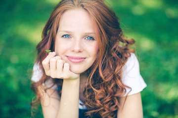 portrait of a young red hair teenage girl 