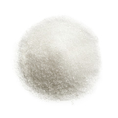 Pile of granulated sugar isolated on white