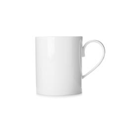 Stylish empty ceramic cup isolated on white