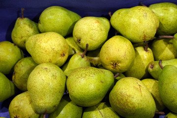 fresh green pears at the market
