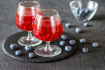 Glasses of blueberry juice