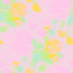 Watercolor seamless pattern of poppiesd.
