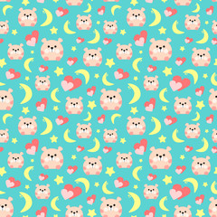 Bears with stars. seamless pattern. cute baby.
