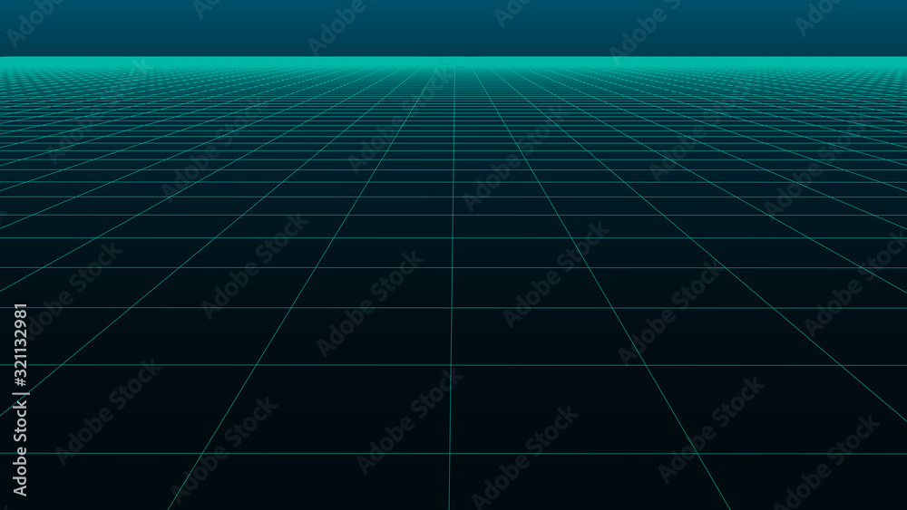 Poster vector perspective grid with gradient background. detailed lines forming an abstract background.
