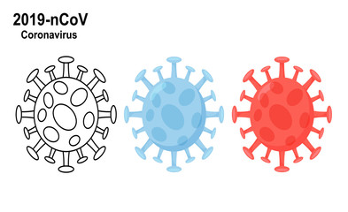 Wuhan Coronavirus. Middle East Respiratory Coronavirus Syndrome. Vector concept of new virus. Infection bacteria and pandemic - colored, outline isolated on white background.