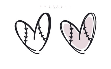 Baseball love. Heart for Valentine's Day. Sports vector illustration. Logo for poster design, postcard, print for t-shirts.