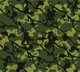 Camouflage pattern for hunting. Army background repeat print. Fashionable stylish element. Texture military camouflage repeats seamless army green hunting