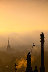 Fototapeta na wymiar Sunrise over Lesser Town, Prague, Czech Republic.
