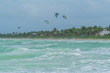 Kiteboarding on Yucatan coast