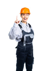 Female builder engineer came up with a great idea. Isolated