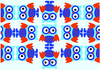 Carton Owls background. Vector Illustration.