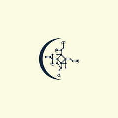 crescent logo a combination of the concept of circuit technology