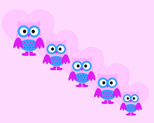 Carton Owls background. Vector Illustration.