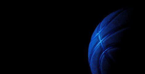 Closeup detail of blue basketball ball texture background