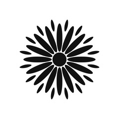 Flower icon. Black silhouette. Vector drawing. Isolated object on a white background. Isolate.
