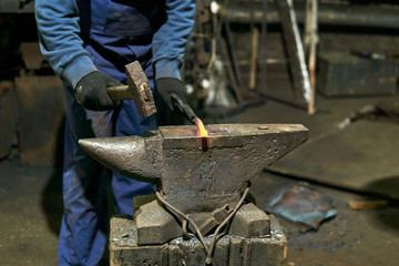 traditional metal forging in a forge