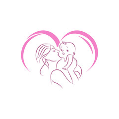 mothers love. moms and baby logo designs icon