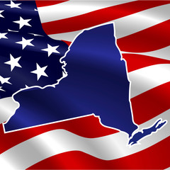United States, New York. On USA flag