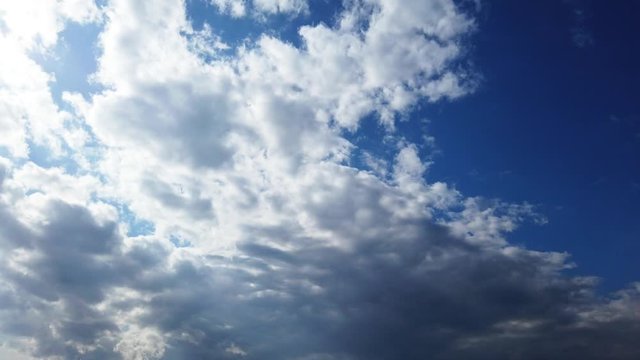 Clouds time lapse background. Blue sky, white and grey clouds background timelapse. Abstract cloudscape.