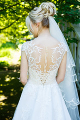 Beautiful wedding dress for the bride on the wedding day
