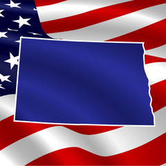 United States, Noth Dakota. On USA flag