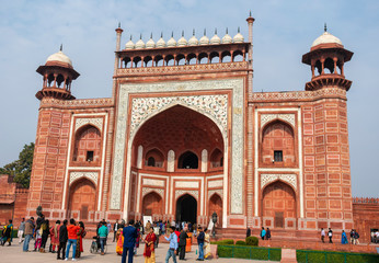 India, Agra - January 7 2020 - The gateway of the Taj Mahal